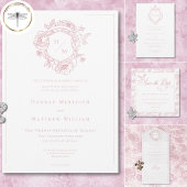 ピンクエレガントのチノワセ縁どリバ結婚ス 招待状