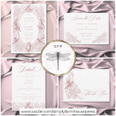 Elegant Pink Chinoiserie Nature & Birds Wedding エンクロージャーカード