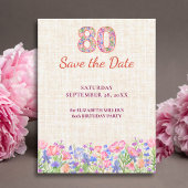 Elegant 80th Birthday for Her - Pink Flowers 招待状