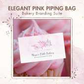 Elegant Pink Piping Bag Cookie Care Instructions サンキューカード