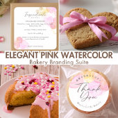 Elegant Pink Watercolor Bakery Ingredient ラウンドシール