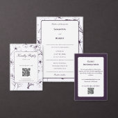 Elegant Plum Purple Floral Line Art Wedding 招待状 (この独立クリエイターのコレクションをカスタマイズ。)