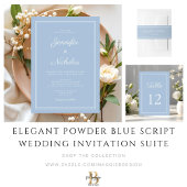 Elegant Powder Blue Script Wedding ゲストブック