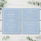 Elegant Powder Blue Script Wedding ゲストブック (この独立クリエイターのコレクションをカスタマイズ。)