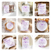 紫エレガント蝶1st誕生日パーティー 招待状