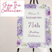 75歳の誕生日ペーパープレート エレガントな紫の花 ペーパープレート
