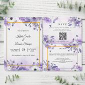 Elegant Purple Watercolor wedding 招待状 (この独立クリエイターのコレクションをカスタマイズ。)