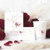 Gold Red Bow She's Tying The Knot Bridal Shower 招待状