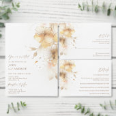 ゴールデン秋結婚フローラ 出欠カード (この独立クリエイターのコレクションをカスタマイズ。)