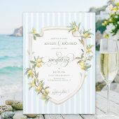 Mediterranean Lemon Coastal Stripe Wedding アクリル招待状
