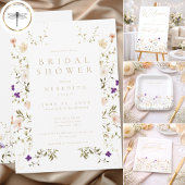 Elegant Romantic Wildflower Bridal Shower エンクロージャーカード