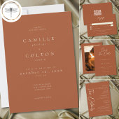 Elegant Rust Terracotta Minimalist Wedding Photo セーブザデート