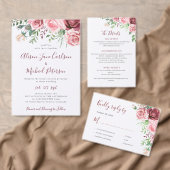 バジェット素朴なフローラ水の色結婚式招待状 チラシ (この独立クリエイターのコレクションをカスタマイズ。)