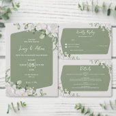 Elegant Botanical Wrap | Sage Green Belly Band 招待状ベリーバンド (この独立クリエイターのコレクションをカスタマイズ。)