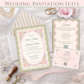 Elegant Sage Green Wedding Menu メニュー