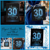 Glam Blue Teal Diamond Sparkle 30th Birthd ワインラベル