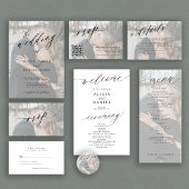 Elegant QR code RSVP photo white wedding 三つ折り招待状