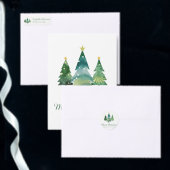 Elegant Script Watercolor Christmas Trees ドアマット (この独立クリエイターのコレクションをカスタマイズ。)