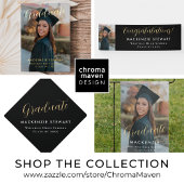 エレガントシンプル金ゴールドスクリプト卒業ブラック ペーパープレート