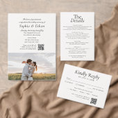 Minimalist Wedding Details Photo White エンクロージャーカード (この独立クリエイターのコレクションをカスタマイズ。)