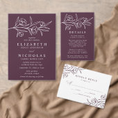 スケッチパープルフローラ結婚写真 ゲストブック (この独立クリエイターのコレクションをカスタマイズ。)