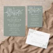 スケッチセージ緑のフローラ結婚写真 ゲストブック (この独立クリエイターのコレクションをカスタマイズ。)