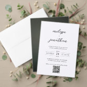 Classiy モダン Black & White Script QRコード結婚s アクリル招待状 (この独立クリエイターのコレクションをカスタマイズ。テスト)