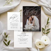 Elegant Swirl Script Wedding Foldable Place Card テーブルナンバー