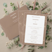Elegant Mocha Floral Line Art Wedding テーブルナンバー (この独立クリエイターのコレクションをカスタマイズ。テスト)