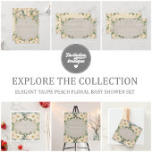 エレガントTAUPEピーチフローラベイビーシャワー スタンダードランチョンナプキン