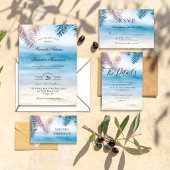 QR Code Tropical Palm Beach All in One Wedding 招待状