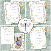 Elegant Victorian Pastel Floral Bow Wedding QR 出欠カード