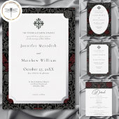 ヴィンテージエレガントゴシック様式のムーディオ結婚ボタニカル 出欠カード