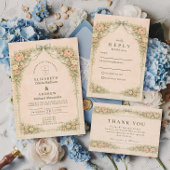 Elegant Vintage Rose Arch Wedding 招待状