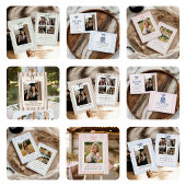 Elegant Bow Neutral Striped Photo Graduation サンキューカード