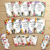 Watercolor Pink Flowers Couple Boho Summer Wedding アクリル招待状