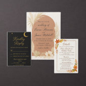 Celestial Elegant Black & Gold Wedding Enclosure 招待状 (この独立クリエイターのコレクションをカスタマイズ。)