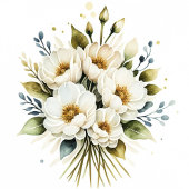 Elegant White Watercolor Floral 招待状