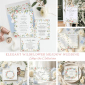 Wildflower Meadow Three Photo RSVP Wedding 招待状