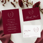 Wildflower Burgundy Wedding Folded Photo thank you