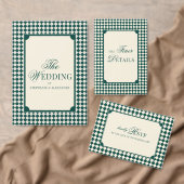 Vintage Emerald Checkered Old Money Photo Wedding 招待状 (この独立クリエイターのコレクションをカスタマイズ。)
