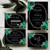 エメラルドグリーンフローラシルバージオブラック結婚ズ テーブルナンバー