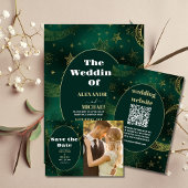 qrコードエメラルドグリーン金ゴールドシレ結婚ンツ エンクロージャーカード