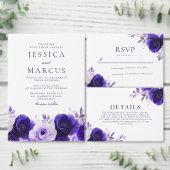 ブルーエレガンス:ミッドナイトネイビーブルーバラ結婚ズ 出欠カード (この独立クリエイターのコレクションをカスタマイズ。)