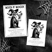 白黒スケルトンハローウィンパーティ サンキューカード