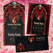 永遠の愛の陰のバラ。 オールインワン招待状