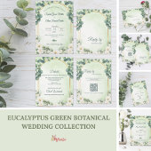 Eucalyptus Sage Green Botanical Wedding Details エンクロージャーカード