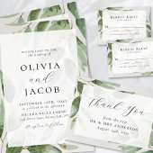 ユーカリプトゥスセージグリーン結婚金ゴールド 招待状
