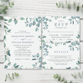 ユーカリエレガントカリ緑の結婚式の日付を保存 ポストカード (この独立クリエイターのコレクションをカスタマイズ。)