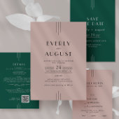 EVERLY Art Deco Emerald QR Code Wedding Details エンクロージャーカード